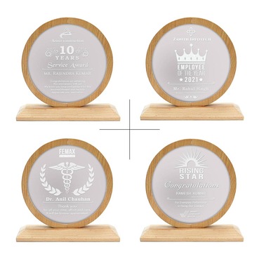 Custom Acrylic Memento with Wooden Base and Round Frame