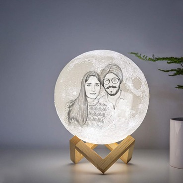 Personalised 3D Moon Lamp in 3 colours for Couple