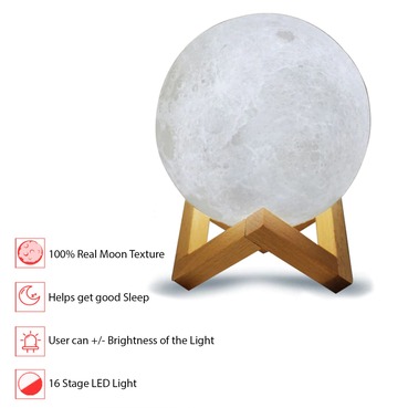 Personalised 3D Moon Lamp in 16 Colours for Family