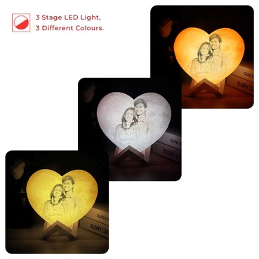 Personalised Heart Lamp 3 Colour Romantic Gift for Couples Aniversary message
