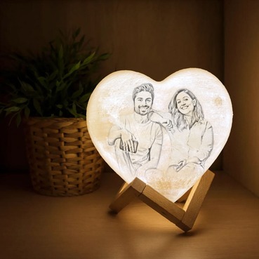 Personalised Heart Lamp 3 Colour Romantic Gift for Couples Birthday message