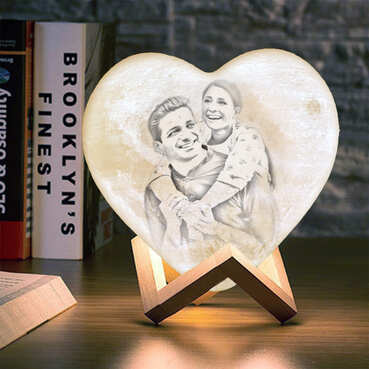 Personalised Heart Lamp 3 Colour Romantic Gift for Couples Love message