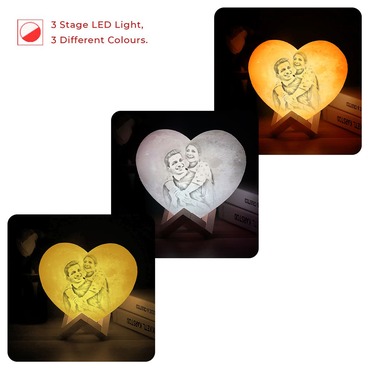 Personalised Heart Lamp 3 Colour Romantic Gift for Couples Love message