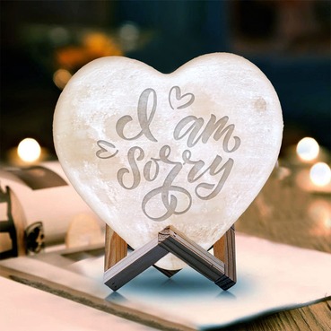 Personalised Heart Lamp 3 Colour Romantic Gift for Couples Sorry message