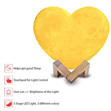 Personalised Heart Lamp 3 Colour Romantic Gift for Couples Sorry message