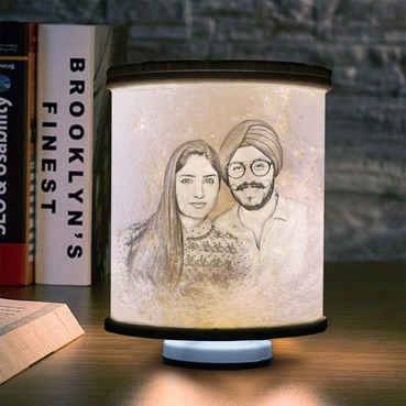Customised Cylindrical 3D Photo Lamp Gift for Couple