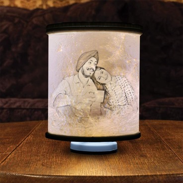 Customised Cylindrical 3D Photo Lamp Gift for Couple