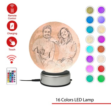Personalised 3D Rotating Moon Lamp in 16 colours for Best Friend.specs